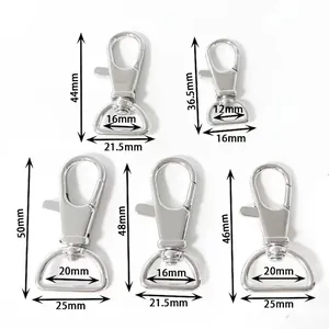 Polished stainless steel swivel lobster clasps in 5 sizes for DIY bag hardware and keychains