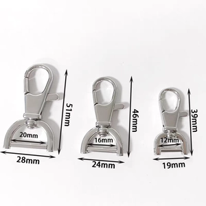 Stainless steel swivel lobster clasps in three sizes with D-ring for bags and keychains