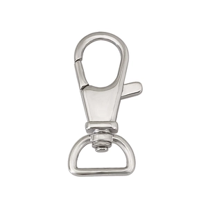 Polished stainless steel lobster clasp with 360-degree swivel D-ring for bags and keys