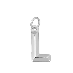 Pendentif lettre L en acier inoxydable poli avec design facetté 3D pour bijoux DIY