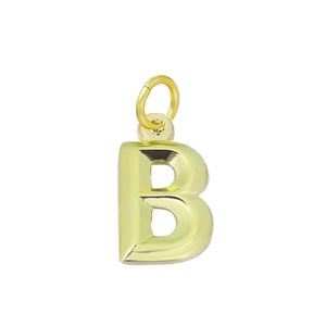 Pendentif lettre B en acier inoxydable plaqué or 18k avec une finition polie chic