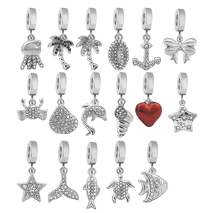 Stainless Steel Marine Animal DIY Charms Enamel Rhinestone Pendants For Women Ocean Theme DIY Jewelry Making Sea Turtle Starfish Dolphin Coconut Tree