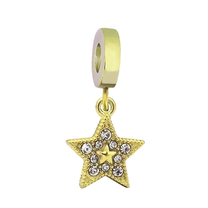 18k vergulde roestvrijstalen zeesterbedel met kristallen voor DIY armbanden en sieraden