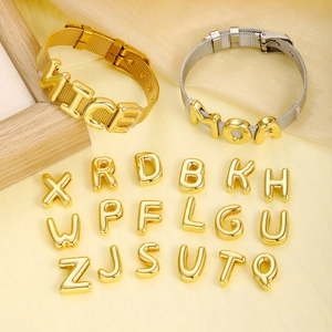 Initialen Alphabet DIY Armband Vergoldetes Messing Verstellbares Mesh Armband Schmuck Zubehör Für Damen Herren