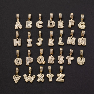 Hip Hop Iced Out Alphabet Anhänger Halskette Für Herren Damen Kupfer Eingelegter Zirkonia Baguette Alphabet Initial A-Z Vergoldet Seilkette Schmuck