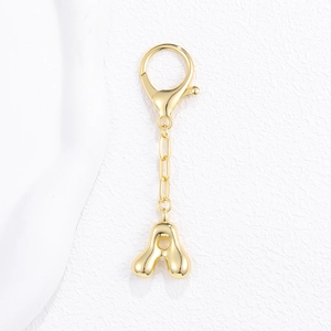 Polished 18K gold bubble letter A keychain with high-gloss finish and lobster clasp