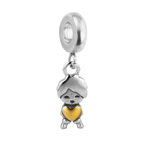18k vergoldeter Edelstahl Herz-Jungen-Anhänger Perle für DIY-Charms-Armbänder