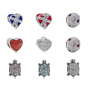 DIY Acero Inoxidable Diamante Esmalte Corazón Tortuga Cuentas Charms Para Pulsera Europea Fabricación de Joyas Regalo Mujer
