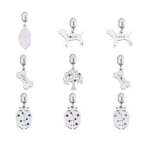 Edelstahl Baum Des Lebens Marienkäfer Tier DIY Charm Anhänger Für Armband Halskette Herstellung Emaille Strass Schmuck Zubehör