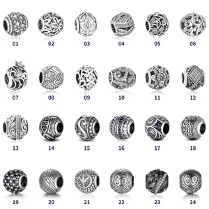 925 Sterling Silber Perlen Vintage Hohl Anhänger Strass Emaille Perlen Für DIY Armband Schmuckherstellung Damen Geschenk