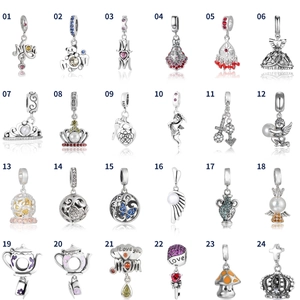 925 Sterling Silver Charms For Bracelets DIY Jewelry Making Enamel Rhinestone Heart Mom Beads Mother's Day Gift For Women