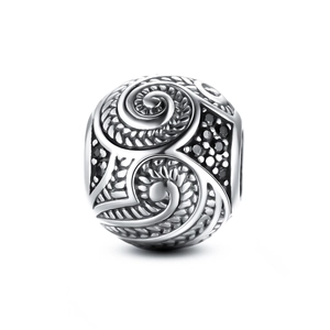 Ciondolo in Argento Sterling 925 Vintage Con Spinello Nero Intarsiato Motivo a Vite Nano Verde per Accessori di Gioielleria Fai Da Te