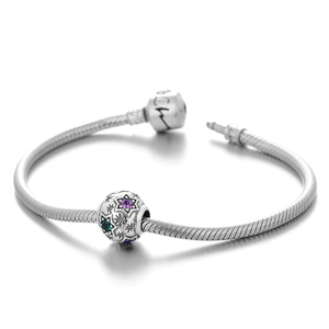 S925 Sterling zilveren slangenarmband met hexagram sterbedel en kleurrijke edelstenen
