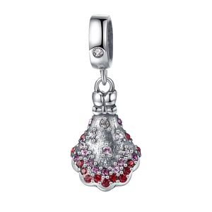 Elegant 925 sterling silver charm pendant with red and pink stones for DIY jewelry