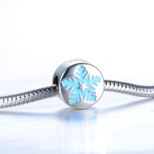 S925 Sterling Silber blauer Schneeflocken-Anhänger mit Stern auf Schlangenkette-Armband