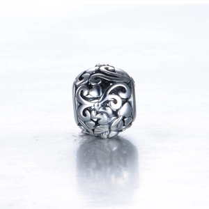 Perle creuse en argent sterling S925 vintage avec motif filigrane pour bijoux DIY