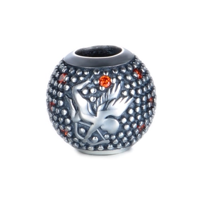Perle Cupid en argent sterling S925 avec zircon rouge-orange et fini oxydé