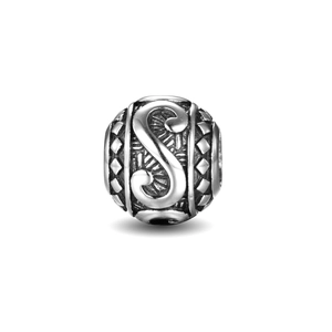 Vintage S925 Sterlingsilber S-Buchstaben-Charm mit oxidiertem Finish für DIY-Armbänder