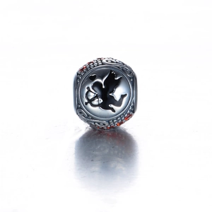 Perle charm Cupidon en argent sterling S925 avec pierres de zircon rouges pour DIY