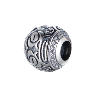 Retro-Perle aus S925 Sterlingsilber mit Vintage-Totemrelief und gewebten Details