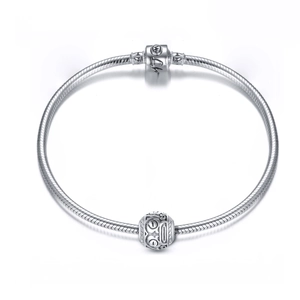S925 Sterling Silber Schlangenkette Armband mit Zylinderverschluss und runder Perle