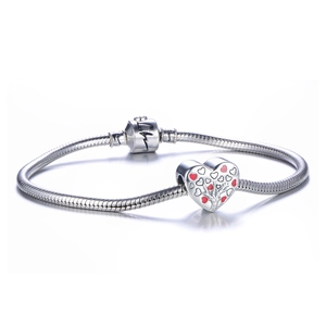 Bracciale snake in argento S925 con chiusura Love e ciondolo a cuore albero della vita