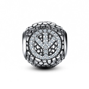 S925 Sterling Silber Charm-Perle mit Wabenstruktur und funkelndem Zirkonia-Inlay