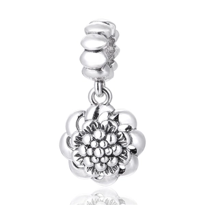 Exquisite S925 sterling silver layered flower pendant charm with a polished mirror reflection