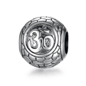 Om-Symbol Anhänger aus 925er Sterlingsilber mit Kieselstruktur für DIY Armbänder