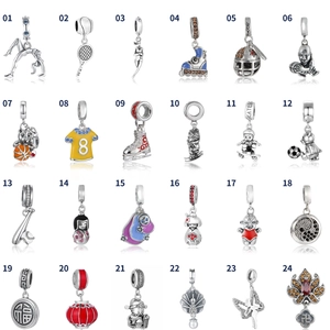 925 Ασημένια Charms Αθλητικά Κινουμένων Σχεδίων Ζώο Καρδιά Μενταγιόν Για DIY Βραχιόλι Κολιέ Κατασκευή Στρας Σμάλτο Μενταγιόν