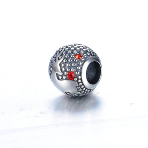 S925 sterling zilveren rendierbedel met rode zirkoonogen voor DIY-armbanden