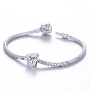 925 Sterling Silver snake chain bracelet featuring a cute sleeping dog charm pendant