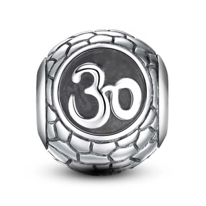 S925 Sterling Silber Om Charm Perle mit Ziegeltextur für DIY Schmuckherstellung