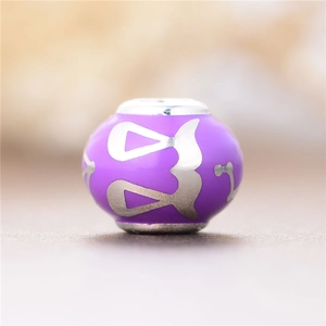 Abalorio Libra de plata de ley S925 con esmalte morado para pulseras y joyería diy