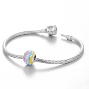 Pulsera de cadena de serpiente en plata S925 con abalorio de esmalte colorido y circonitas