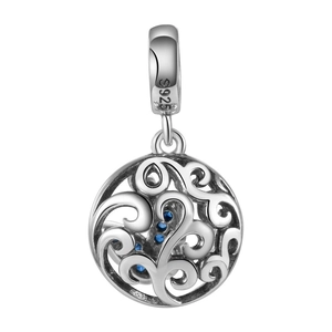 925 sterling silver hollow butterfly bead with blue zircon stones for DIY bracelets