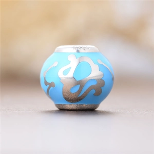 Abalorio del zodiaco Acuario de plata S925 con esmalte azul para pulsera de bricolaje