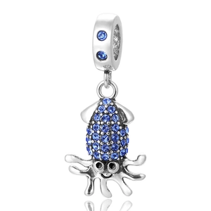 Pendentif pieuvre océan en argent S925 avec zircons bleus scintillants pour bijoux