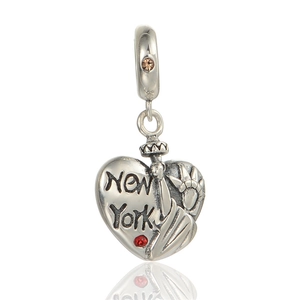 Charm en argent S925 Statue de la Liberté New York avec cristaux colorés pour bracelet