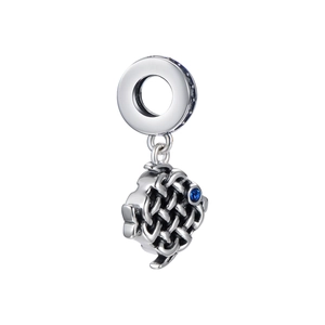 Charm poisson en argent sterling S925 avec pierre bleue pour bracelets DIY