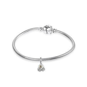 Bracelet maille serpent en argent S925 avec breloque voiture sertie de cristaux brillants