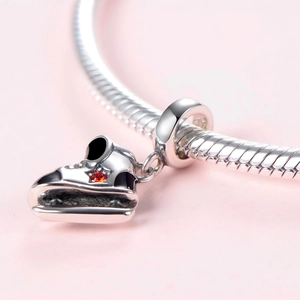 Pendentif patin à glace en argent 925 avec cristal étoile rouge pour bracelets DIY
