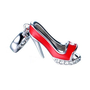 Pendentif escarpin rouge en argent sterling 925 avec cristaux brillants et émail rouge