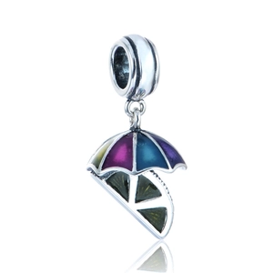 Pendentif en argent 925 avec parasol coloré et tranche de citron pour bracelet DIY