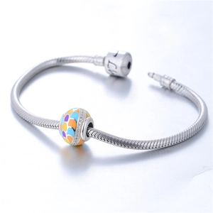 Pulsera de serpiente de plata S925 con colgante de esmalte mosaico y circonitas