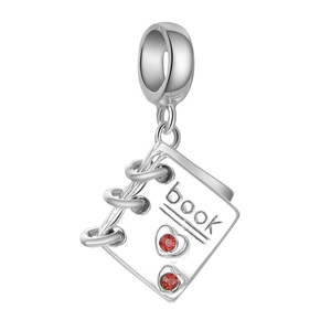 925 Sterling Zilver Boek Hanger Met Hart Zirkonia Voor DIY Armband Ketting Romantische Liefdesbrief Sieraden Maken