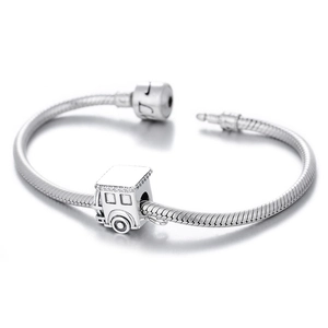 925 sterling zilveren treinbedel aan slangenketting armband met fonkelende zirkoon