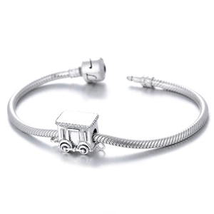 925 sterling zilveren slangenarmband met sprankelende treincabine bedel en kristallen