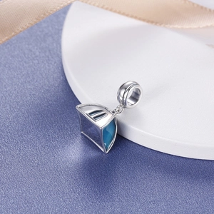 Pendentif voilier en argent 925 avec émail bleu pour bracelets et colliers DIY bijoux