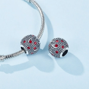 Pulsera de cadena de serpiente de plata de ley S925 con abalorios de circonita roja y asta
